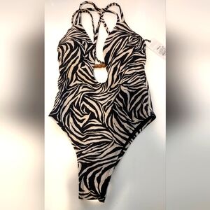 Shade & Shore Zebra Animal print one piece swimsuit